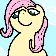 Size: 183x183 | Tagged: safe, edit, fluttershy, pegasus, pony, cloud, low angle
