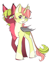 Size: 2727x3508 | Tagged: safe, artist:sugar lollipop, imported from derpibooru, oc, oc only, bat pony, pegasus, unicorn, adoptable, amputee, artificial wings, augmented, bat wings, conjoined, conjoined twins, horn, multiple heads, paypal, pegasus oc, prosthetic limb, prosthetic wing, prosthetics, selling, two heads, ufo, unicorn oc, wings