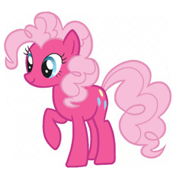 Size: 640x640 | Tagged: safe, artist:mayako_swan2308, edit, imported from derpibooru, pinkie pie, earth pony, pony, female, palette swap, raised hoof, recolor, reverse colors, simple background, smiling, solo, white background