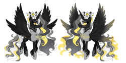 Size: 1280x641 | Tagged: safe, artist:dixieadopts, imported from derpibooru, oc, oc:nightmare sol, alicorn, pony, seraph, seraphicorn, crown, female, jewelry, mare, multiple wings, regalia, simple background, solo, transparent background, wings