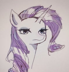 Size: 1870x1966 | Tagged: safe, artist:37240622, imported from derpibooru, rarity, pony, unicorn, bust, female, horn, mare, portrait, rarity is not amused, solo, unamused