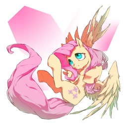 Size: 1300x1300 | Tagged: safe, artist:echoes580, imported from derpibooru, fluttershy, pegasus, pony, female, heart, heart background, mare, solo, spread wings, wings