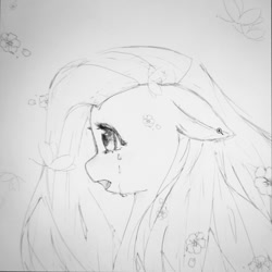Size: 1999x2000 | Tagged: safe, artist:37240622, imported from derpibooru, butterfly, pegasus, pony, crying, female, mare, sketch, solo