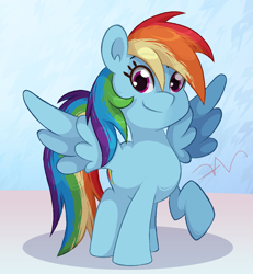 Size: 1200x1300 | Tagged: safe, artist:swasfews, imported from derpibooru, rainbow dash, pegasus, looking at you, simple background, solo, spread wings, wings