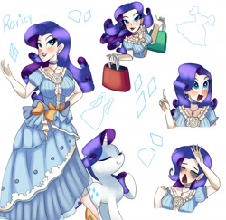 Size: 1798x1748 | Tagged: safe, artist:andromedasparkz, imported from derpibooru, rarity, human, pony, unicorn, bag, choker, clothes, crying, dress, ear piercing, earring, evening gloves, eyeshadow, female, gloves, grin, handbag, high heels, horn, humanized, jewelry, lipstick, long gloves, makeup, mare, marshmelodrama, open mouth, piercing, rarity being rarity, running makeup, sad, shoes, simple background, smiling, solo, white background