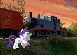 Size: 6168x4384 | Tagged: artist needed, safe, anonymous artist, artist:georgegarza01, edit, edited screencap, imported from derpibooru, screencap, rarity, spike, dragon, pony, unicorn, ^^, crossover, cute, daaaaaaaaaaaw, dialogue in the description, duo, duo male and female, evening, eyes closed, eyeshadow, female, horn, hug, james the red engine, locomotive, makeup, male, mare, open mouth, open smile, raribetes, reference in the description, screenshots, shipping, smiling, sparity, spikabetes, story included, straight, sweet dreams fuel, thomas and friends, thomas and the breakdown train, thomas the tank engine, train, wholesome