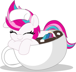 Size: 5282x5000 | Tagged: safe, artist:jhayarr23, imported from derpibooru, zipp storm, pegasus, pony, adorazipp, commission, commissioner:raritybro, cup, cup of pony, cute, eyes closed, food, g5, marshmallow, micro, ponies in food, simple background, smiling, solo, teacup, tiny, tiny ponies, transparent background, ych result, zipp is a marshmallow
