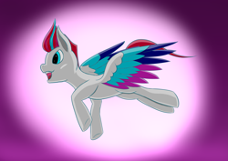 Size: 4093x2894 | Tagged: safe, artist:fizzban08, imported from derpibooru, zipp storm, pegasus, pony, female, flying, g5, gradient background, mare, open mouth, open smile, smiling, solo, spread wings, tail, wings