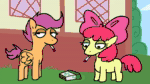 Size: 1920x1080 | Tagged: safe, artist:tjpones, imported from derpibooru, apple bloom, applejack, scootaloo, earth pony, pegasus, pony, animated, cigarette, cigarette pack, duo focus, family guy, female, filly, foal, lidded eyes, mare, palette swap, recolor, reference, silly, silly pony, smoking, sound, trio, vulgar, wat, webm, who's a silly pony