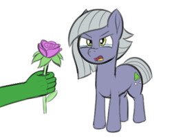Size: 459x369 | Tagged: safe, artist:wapamario63, imported from ponybooru, limestone pie, oc, oc:anon, pony, female, flower, hand, holding back tears, limetsun pie, mare, open mouth, simple background, sketch, tsundere, white background