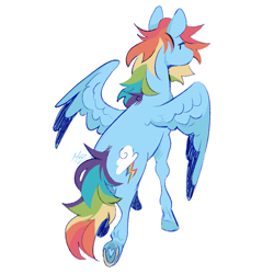 Size: 1135x1135 | Tagged: safe, artist:m0nztr0uzz, imported from derpibooru, rainbow dash, pegasus, pony, butt, facing away, female, hoof heart, horseshoes, mare, partially open wings, plot, rainbutt dash, simple background, solo, underhoof, white background, wings