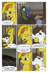 Size: 2024x3074 | Tagged: safe, artist:bruinsbrony216, imported from derpibooru, oc, oc only, earth pony, pegasus, pony, unicorn, comic:fallout equestria: grounded, fallout equestria, comic, crying, female, horn, male, mare, stallion, tears of joy