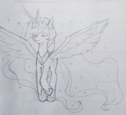 Size: 3123x2864 | Tagged: safe, artist:37240622, imported from derpibooru, princess celestia, pony, female, lined paper, mare, pencil drawing, solo, traditional art