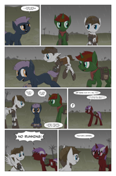 Size: 2024x3074 | Tagged: safe, artist:bruinsbrony216, imported from derpibooru, oc, oc only, oc:cure all, earth pony, pegasus, pony, unicorn, comic:fallout equestria: grounded, fallout equestria, butt, comic, horn, plot