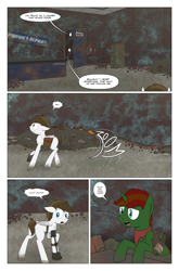 Size: 2024x3074 | Tagged: safe, artist:bruinsbrony216, imported from derpibooru, oc, oc only, pegasus, pony, unicorn, comic:fallout equestria: grounded, fallout equestria, butt, comic, horn, male, plot