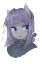 Size: 527x792 | Tagged: safe, artist:liuli37383, imported from derpibooru, maud pie, anthro, blue eyes, boulder (g4), bust, gray coat, purple mane, simple background, solo, white background