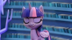 Size: 1920x1080 | Tagged: safe, edit, edited screencap, imported from derpibooru, screencap, twilight sparkle, alicorn, pony, my little pony: pony life, my little pony: stop motion short, cute, library, smiling, solo, twilight sparkle (alicorn), twilight's castle, twilight's castle library