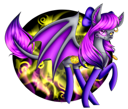 Size: 4700x4000 | Tagged: safe, artist:squishkitti, imported from derpibooru, oc, oc only, oc:dark star, bat pony, pony, absurd resolution, bow, female, hair bow, heterochromia, mare, simple background, solo, transparent background