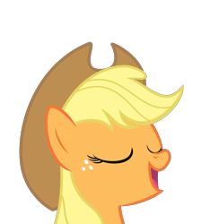 Size: 3000x3209 | Tagged: safe, artist:orschmann, imported from derpibooru, applejack, earth pony, pony, applejack's hat, cowboy hat, eyes closed, female, hat, mare, open mouth, simple background, solo, transparent background, vector