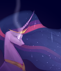 Size: 2000x2300 | Tagged: safe, artist:kaf1l, imported from derpibooru, twilight sparkle, alicorn, pony, the last problem, bust, ethereal mane, female, glowing, glowing eyes, mare, older, older twilight, older twilight sparkle (alicorn), portrait, princess twilight 2.0, profile, solo, twilight sparkle (alicorn), windswept mane