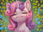 Size: 2048x1536 | Tagged: safe, imported from derpibooru, sweetie belle, ai content, ai generated, anonymous prompter, looking at you, smiling, smiling at you