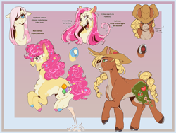 Size: 2799x2100 | Tagged: safe, artist:marzi-panic, imported from derpibooru, applejack, pinkie pie, earth pony, pony, alternate design, alternate universe, creepy, creepy smile, duo, duo female, female, floppy ears, high res, hoof shoes, hooves, implied apple bloom, mare, multicolored hooves, not li'l cheese, open mouth, open smile, pale belly, passepartout, pinkamena diane pie, pronking, smiling, straw in mouth, underhoof