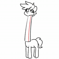 Size: 800x800 | Tagged: safe, artist:arche, imported from derpibooru, oc, oc only, oc:arche medley, earth pony, pony, animated, earth pony oc, gif, impossibly long neck, lying down, ponyloaf, prone, silly, silly pony, simple background, solo, white background