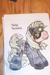 Size: 403x604 | Tagged: safe, artist:randomproxy, imported from derpibooru, tulip twinkle, earth pony, pony, coloring book corruptions, g3, ponified, sam fisher, solo, splinter cell, traditional art