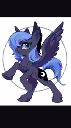 Size: 1240x2224 | Tagged: safe, imported from derpibooru, princess luna, chest fluff, rearing, solo, younger