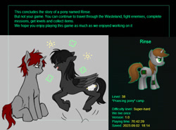 Size: 918x680 | Tagged: safe, artist:pain-jam-cookie, imported from derpibooru, oc, oc only, pegasus, pony, unicorn, fallout equestria, game: fallout equestria: remains, duo, horn, pegasus oc, unicorn oc, wings