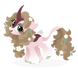 Size: 1920x1713 | Tagged: safe, artist:kabuvee, imported from derpibooru, oc, oc only, kirin, female, flower, flower in hair, flower in tail, simple background, solo, tail, transparent background