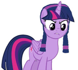 Size: 525x475 | Tagged: safe, imported from ponybooru, twilight sparkle, alicorn, angry, headband, pigtails, solo, twilight sparkle (alicorn)