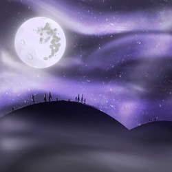 Size: 2048x2048 | Tagged: safe, artist:knife smile, imported from derpibooru, commission, mare in the moon, moon, mountain, mountain range, no pony, stars