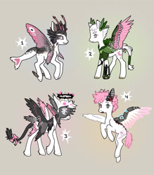 Size: 3500x4000 | Tagged: safe, artist:sivelu, imported from derpibooru, oc, oc only, merpony, pegasus, abstract background, adoptable, amputee, antennae, artificial wings, augmented, bow, fins, fish tail, halo, head wings, heterochromia, leonine tail, male, multiple wings, prosthetic ear, prosthetic limb, prosthetic wing, prosthetics, spread wings, stallion, tail, tail bow, transparent wings, unshorn fetlocks, winged hooves, wings