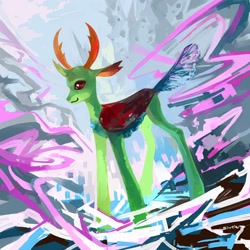 Size: 3000x3000 | Tagged: safe, artist:sivelu, imported from derpibooru, thorax, changedling, changeling, abstract background, high res, horns, king thorax, male, signature, smiling, solo, stallion