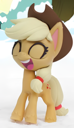Size: 884x1524 | Tagged: safe, imported from derpibooru, screencap, applejack, earth pony, pony, my little pony: pony life, my little pony: stop motion short, snowball fight (short), cropped, cute, laughing, snow, solo