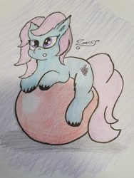 Size: 3024x4032 | Tagged: safe, artist:zeccy, imported from derpibooru, oc, oc only, earth pony, pony, ball, female, solo, traditional art