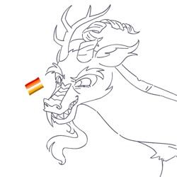 Size: 1063x1063 | Tagged: safe, artist:pasteljesterz, imported from derpibooru, discord, draconequus, butch lesbian pride flag, male, pride, pride flag, simple background, sketch, solo, white background