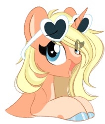 Size: 1153x1361 | Tagged: safe, artist:emberslament, imported from derpibooru, oc, oc only, oc:ember glow, unicorn, blaze (coat marking), coat markings, cute, doodle, facial markings, female, glasses, hair over one eye, heart, heart eyes, heart shaped glasses, horn, mare, open mouth, ponysona, simple background, socks (coat markings), sunglasses, sunglasses on head, transparent background, unicorn oc, wingding eyes