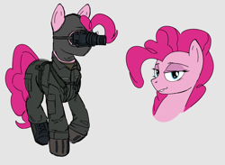 Size: 2634x1930 | Tagged: safe, artist:mare_enjoyer, imported from derpibooru, pinkie pie, earth pony, pony, balaclava, clothes, goggles, mask, masked, night vision goggles, pvs-7, solo, uniform
