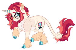Size: 4100x2700 | Tagged: safe, artist:gigason, imported from derpibooru, oc, oc only, oc:anemone anomaly, pony, unicorn, chest fluff, cloven hooves, coat markings, colored hooves, colored pinnae, facial markings, glasses, grin, hoof polish, horn, leg fluff, leonine tail, nervous, nervous grin, nonbinary, obtrusive watermark, pale belly, parent:roseluck, parent:sunburst, parents:roseburst, raised hoof, shiny hooves, simple background, smiling, snip (coat marking), solo, standing on two hooves, striped horn, tail, transparent background, unicorn oc, watermark