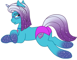 Size: 8425x6648 | Tagged: safe, alternate version, artist:ejlightning007arts, imported from derpibooru, pony, spoiler:g5, auroricorn, base used, butt, clothes, coat markings, comet (g5), g5, g5 to g4, generation leap, glasses, glitter, glitter mane, jewelry, looking back, lying down, male, my little pony: make your mark, my little pony: make your mark chapter 6, my little pony: tell your tale, necklace, pink swimsuit, plot, secrets of starlight, sexy, simple background, socks (coat markings), solo, speedo, stallion, sultry pose, swimsuit, transparent background, vector