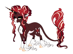 Size: 3600x2700 | Tagged: safe, artist:gigason, imported from derpibooru, oc, oc only, oc:carmine, pony, unicorn, brown eyeshadow, coat markings, colored hooves, colored horn, colored pinnae, eyeshadow, facial markings, female, golden eyes, gradient hooves, gradient mane, gradient tail, hair bun, hoof fluff, hoof polish, horn, leonine tail, lidded eyes, long feather, long fetlocks, long tail, makeup, mare, obtrusive watermark, shiny hooves, simple background, snip (coat marking), socks (coat markings), solo, space buns, standing, striped horn, tail, transparent background, unshorn fetlocks, watermark, yellow eyes