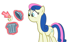 Size: 1278x735 | Tagged: safe, artist:brightstar40k, imported from derpibooru, bon bon, sweetie drops, earth pony, magic duel, cursor, female, mouthless, simple background, transparent background, trash can