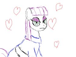 Size: 2096x1596 | Tagged: safe, artist:mightyshockwave, imported from derpibooru, maud pie, clothes, eyeshadow, heart, looking at you, makeup, ms paint