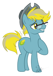 Size: 7469x10582 | Tagged: safe, artist:kaitykat117, imported from derpibooru, oc, oc:husk breeze(kaitykat), base used, cowboy hat, glasses, hat, hoof on chest, short tail, simple background, smiling, tail, transparent background, vector