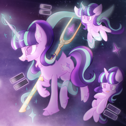 Size: 1080x1080 | Tagged: safe, artist:knife smile, imported from derpibooru, starlight glimmer, pony, unicorn, equal sign, horn, s5 starlight, staff, staff of sameness, triality