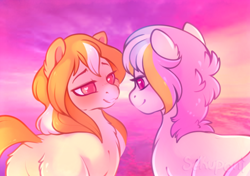 Size: 704x497 | Tagged: safe, artist:sekuponi, imported from ponybooru, oc, oc only, pony, female, looking at each other, mare