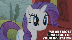 Size: 2000x1125 | Tagged: safe, edit, edited screencap, editor:quoterific, imported from derpibooru, screencap, rarity, pony, unicorn, look before you sleep, golden oaks library, horn, rain, solo