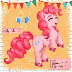 Size: 1580x1580 | Tagged: safe, artist:liliart1211, imported from derpibooru, pinkie pie, earth pony, pony, adorable face, cute, digital art, digital painting, fanart, happy, smiling